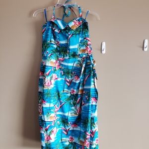 Unique vintage halter wrap flamingo dress